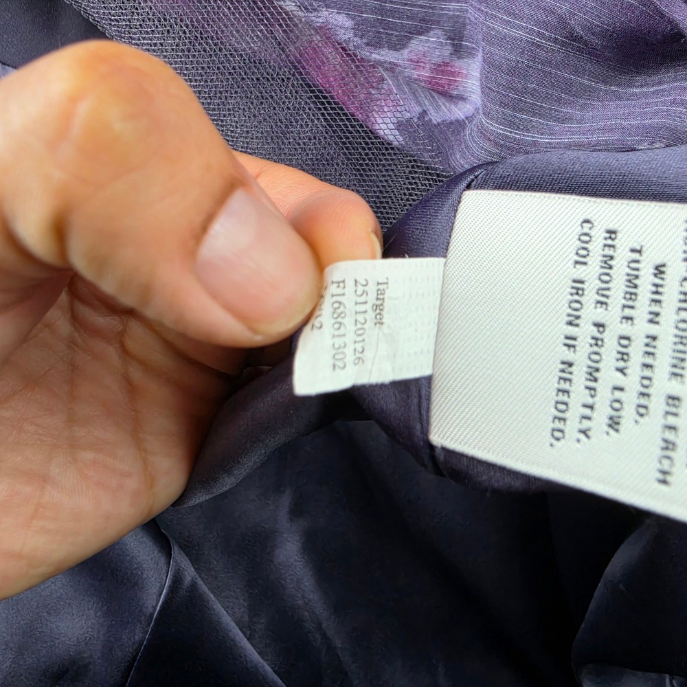 Lela Rose Neiman Marcus Target Floral Silk Blend High-Low Dress Purple Size 4 - Picture 5 of 11